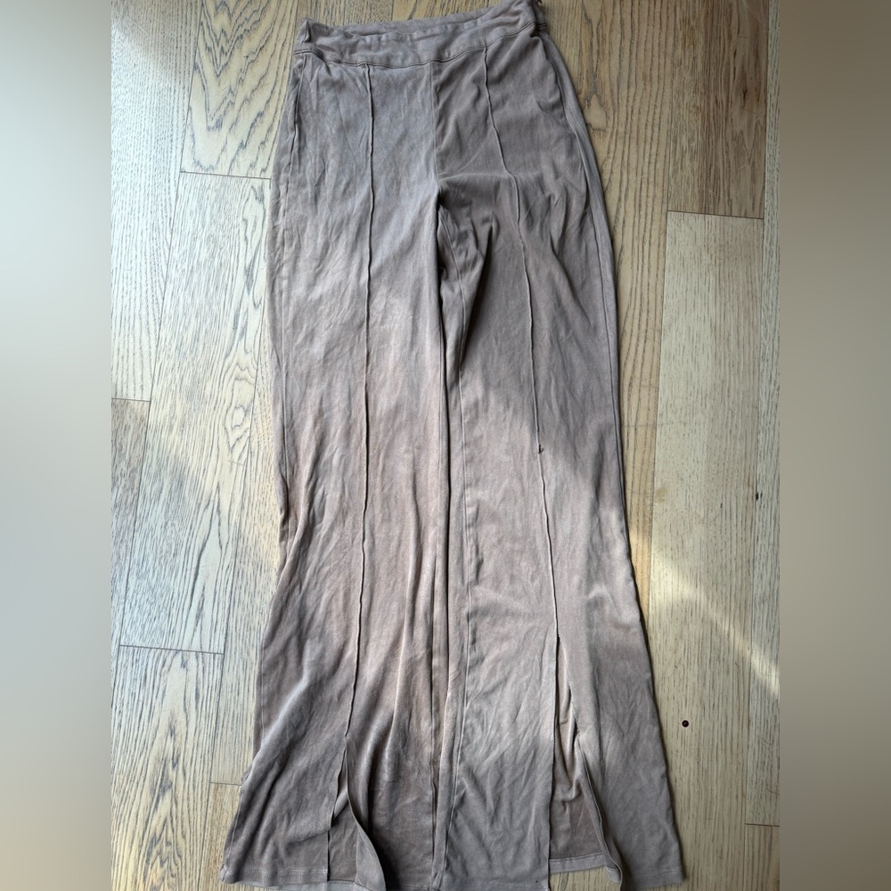 Another Love Taupe Suede Flare Pants